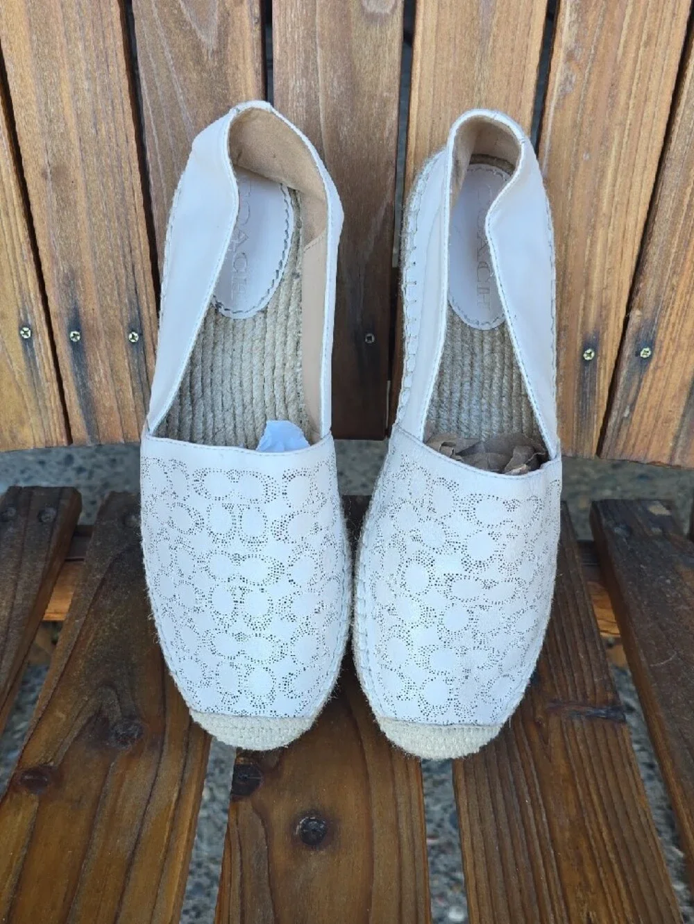 Coach Cream Logo Espadrille Slip-On Flats Size 9